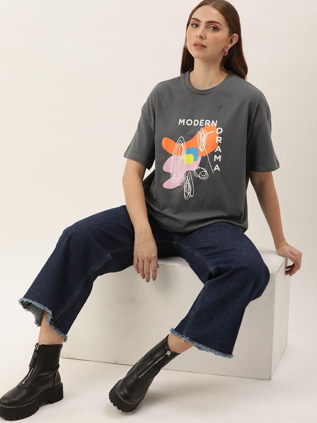 kook n keech printed drop-shoulder sleeves pure cotton oversized t-shirt