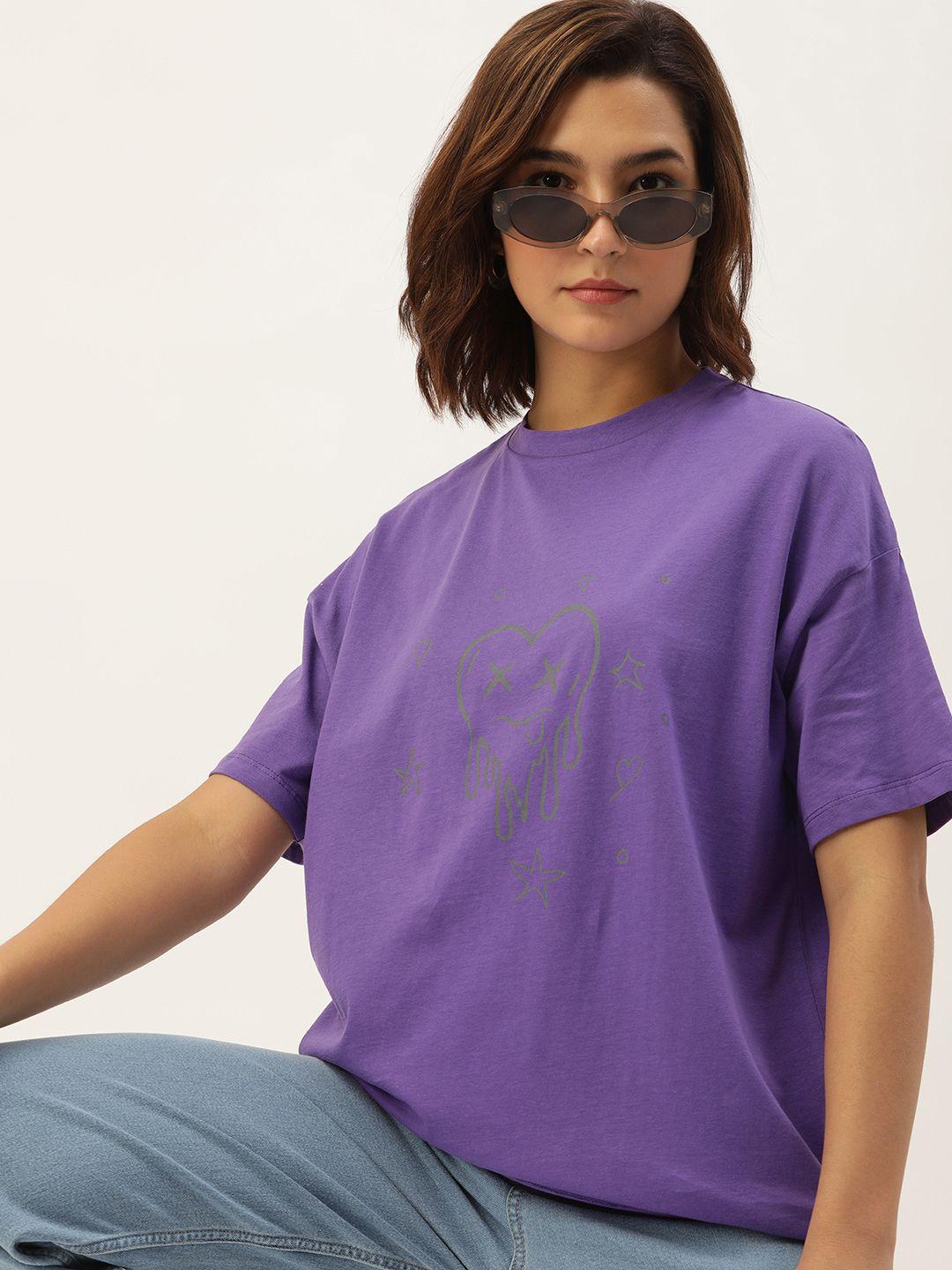 kook n keech printed drop-shoulder sleeves pure cotton oversized t-shirt