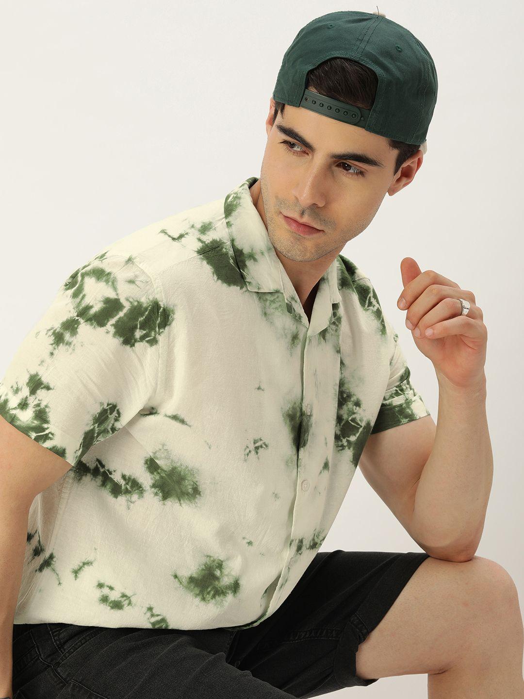 kook n keech relaxed boxy tie & dye printed pure cotton casual shirt