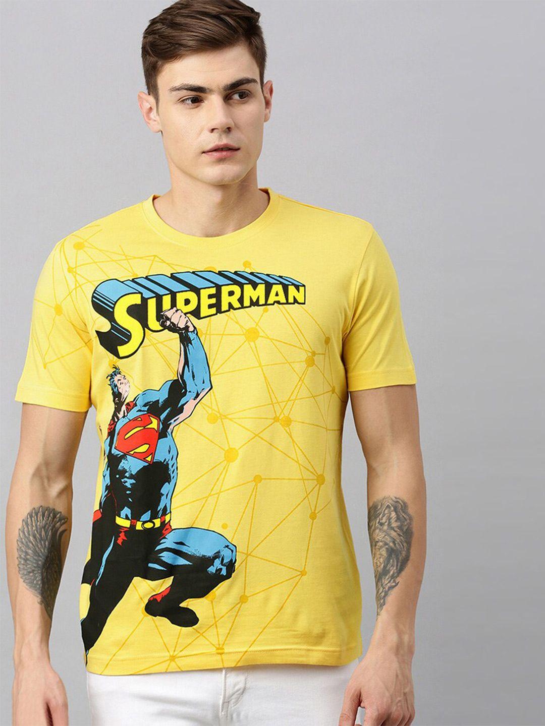 kook n keech superman cotton men yellow superman printed t-shirt