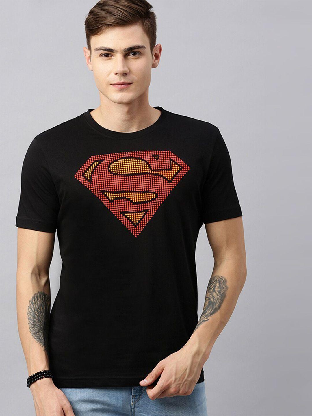 kook n keech superman men black superman printed round neck cotton  t-shirt