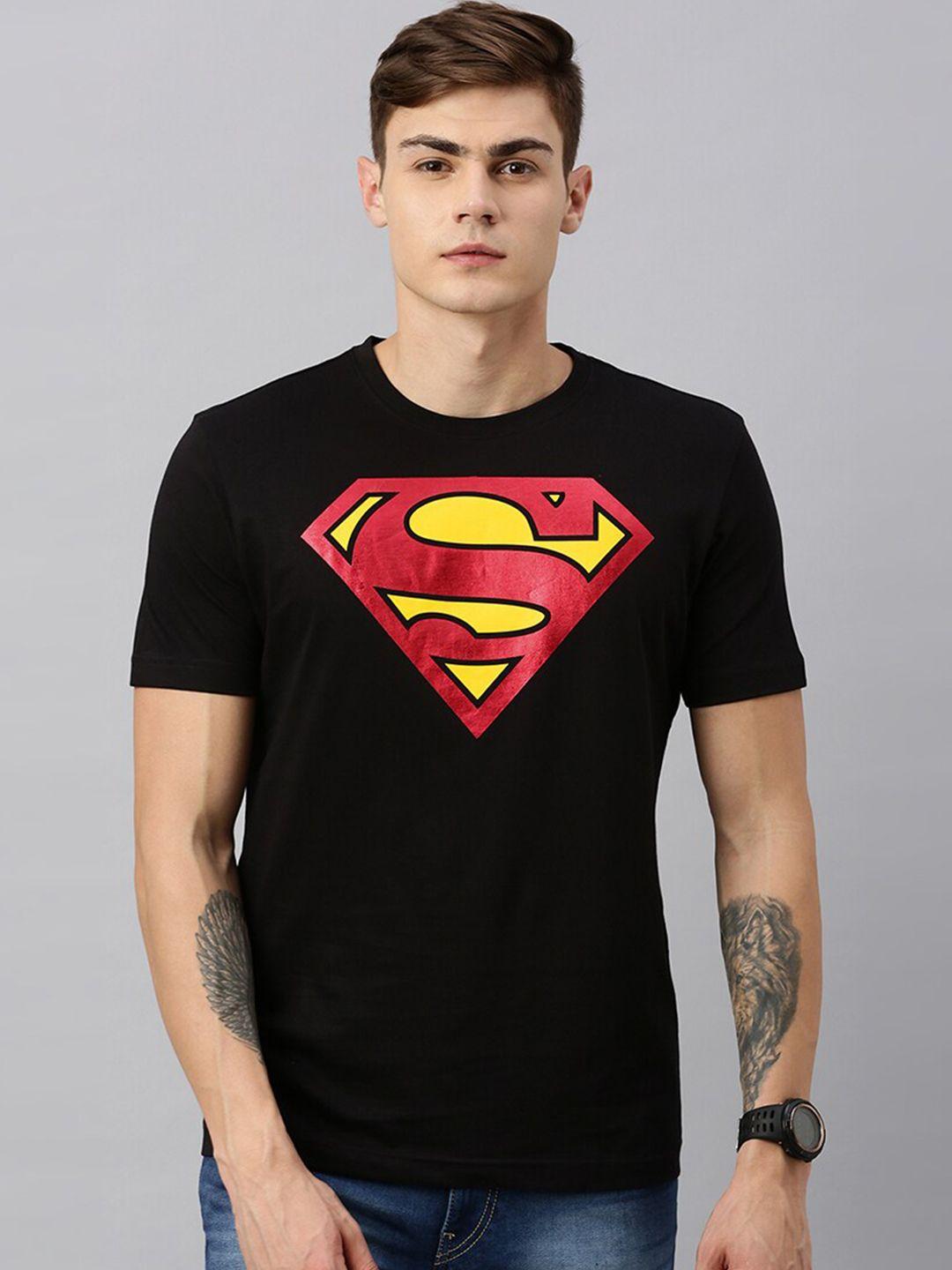 kook n keech superman men black superman printed round neck t-shirt