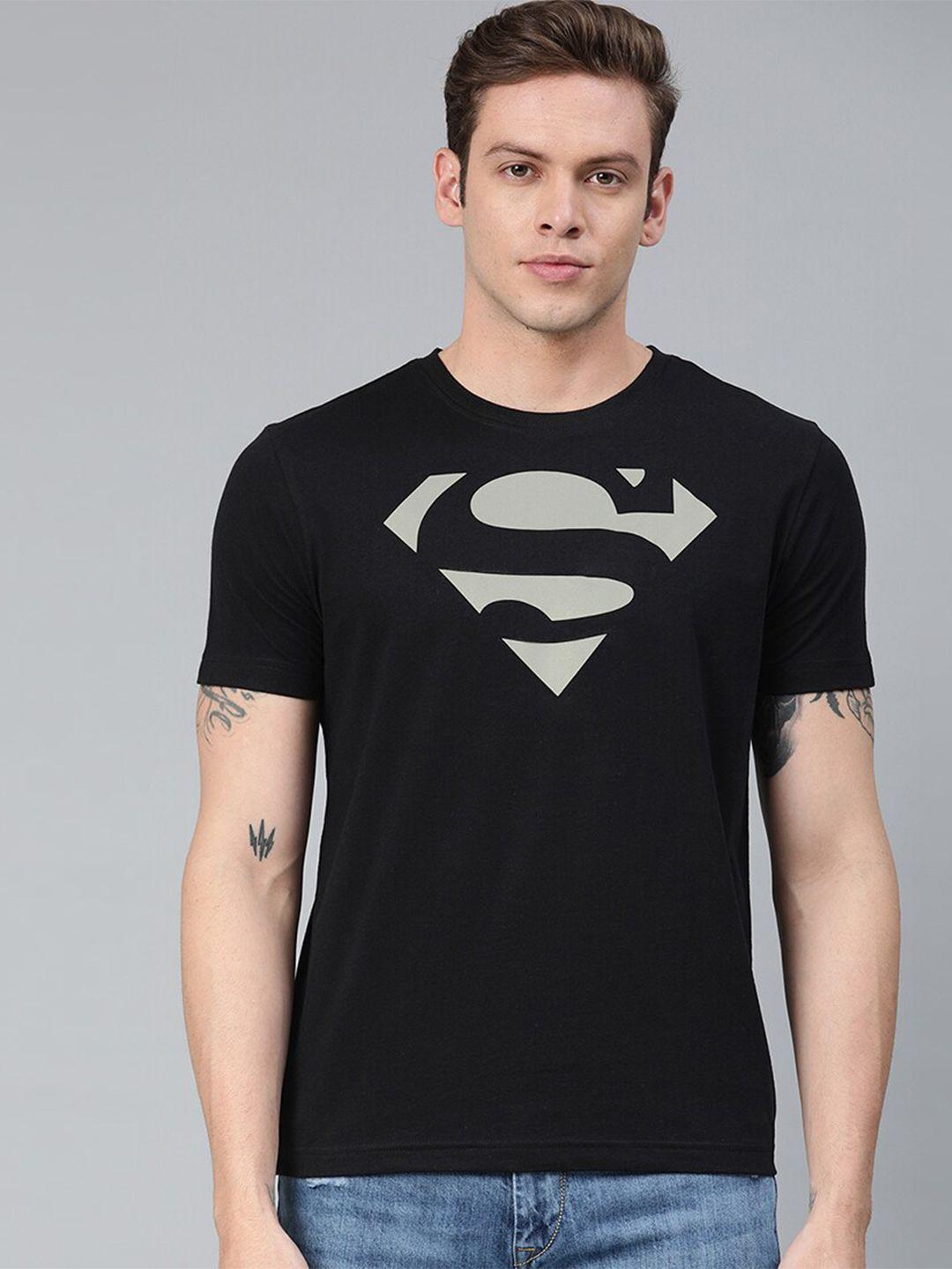 kook n keech superman men black superman printed round neck t-shirt