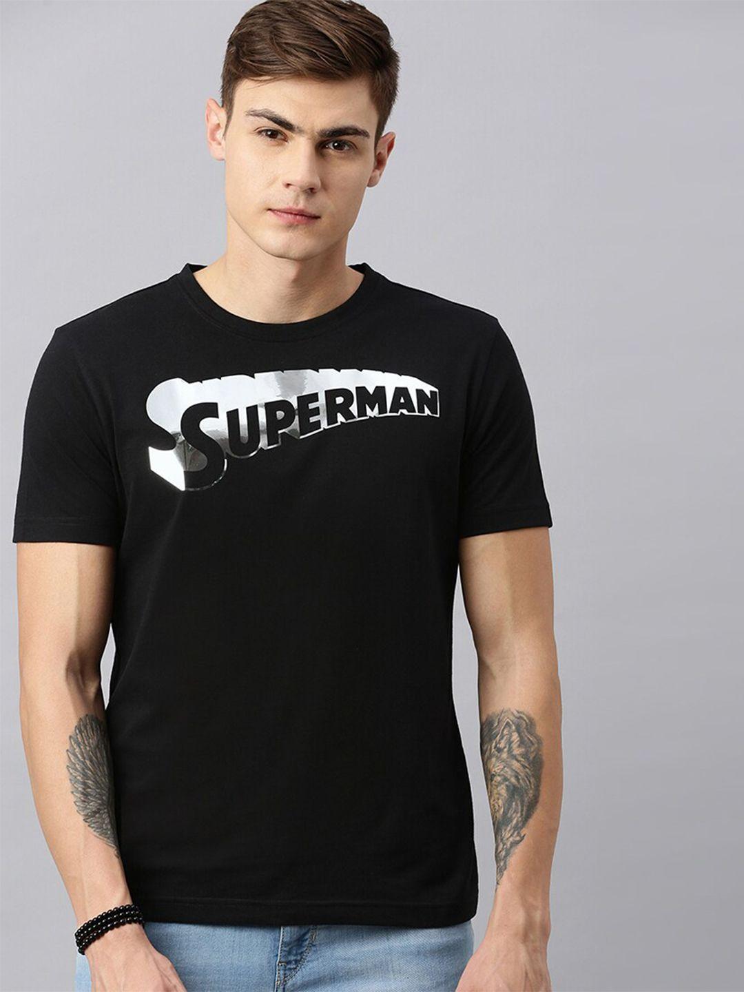 kook n keech superman men black superman printed round neck t-shirt