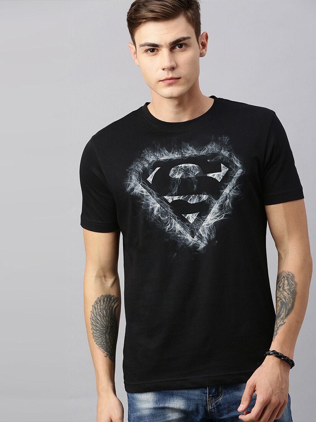 kook n keech superman men black superman printed round neck t-shirt