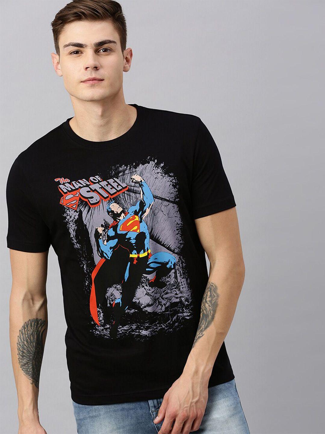 kook n keech superman men black superman printed round neck t-shirt