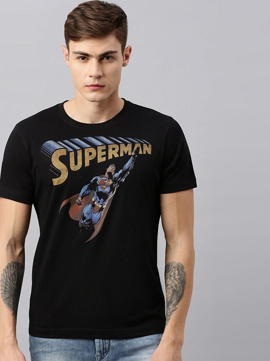 kook n keech superman men black superman printed round neck t-shirt