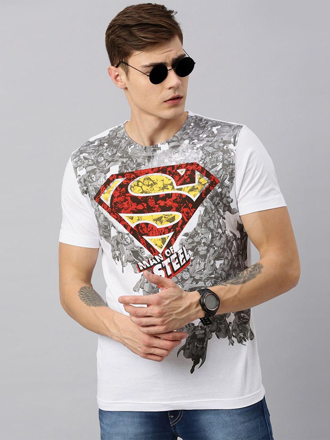 kook n keech superman men white superman printed cotton t-shirt