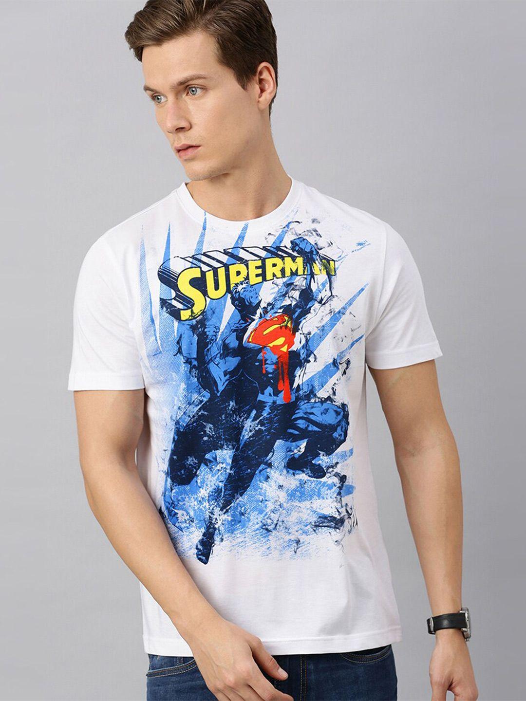 kook n keech superman men white superman printed round neck cotton t-shirt