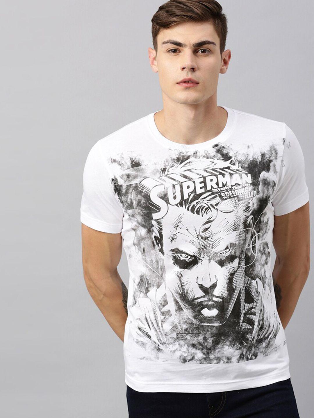 kook n keech superman men white superman printed round neck t-shirt