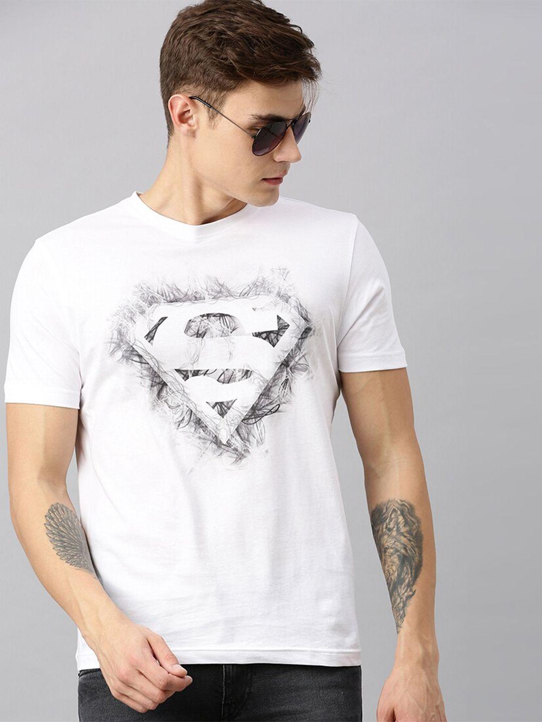 kook n keech superman men white superman printed round neck t-shirt