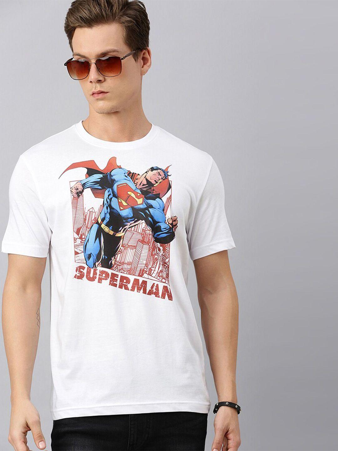 kook n keech superman men white superman printed round neck t-shirt