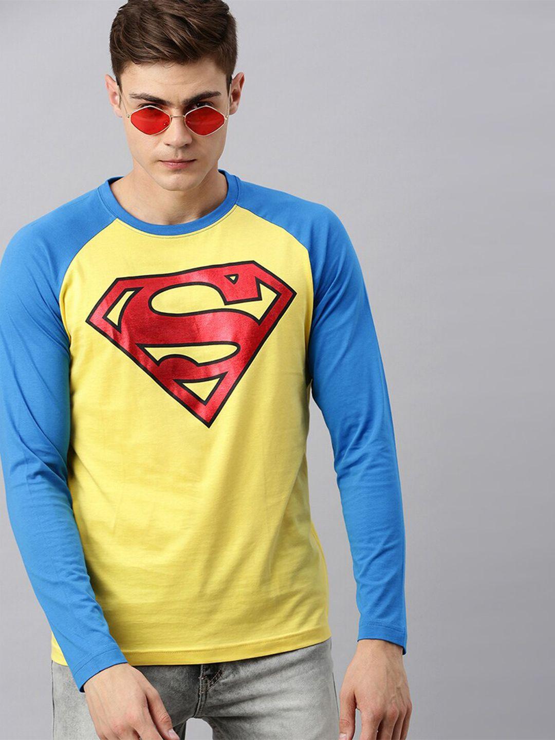 kook n keech superman men yellow superman printed round neck t-shirt