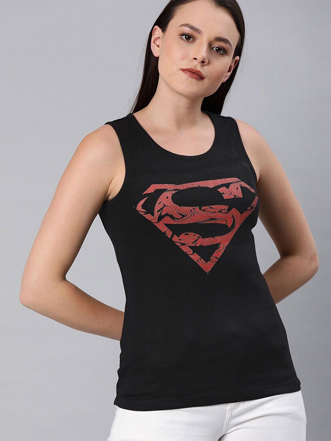 kook n keech superman women black printed cotton t-shirt