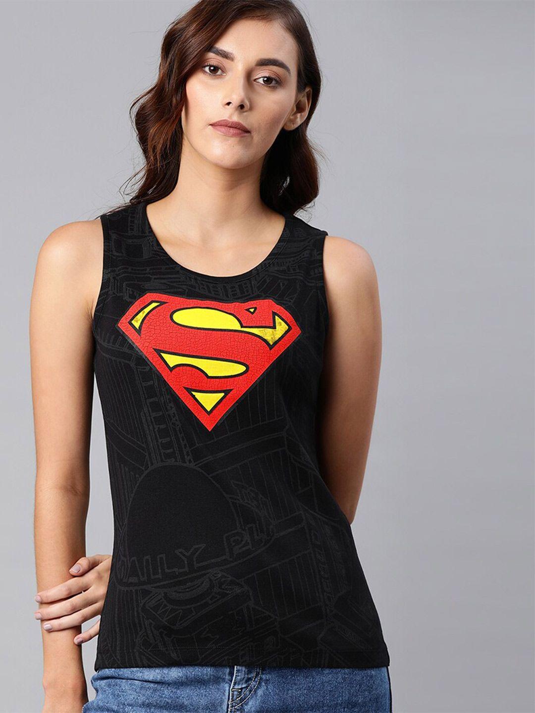 kook n keech superman women black printed cotton t-shirt