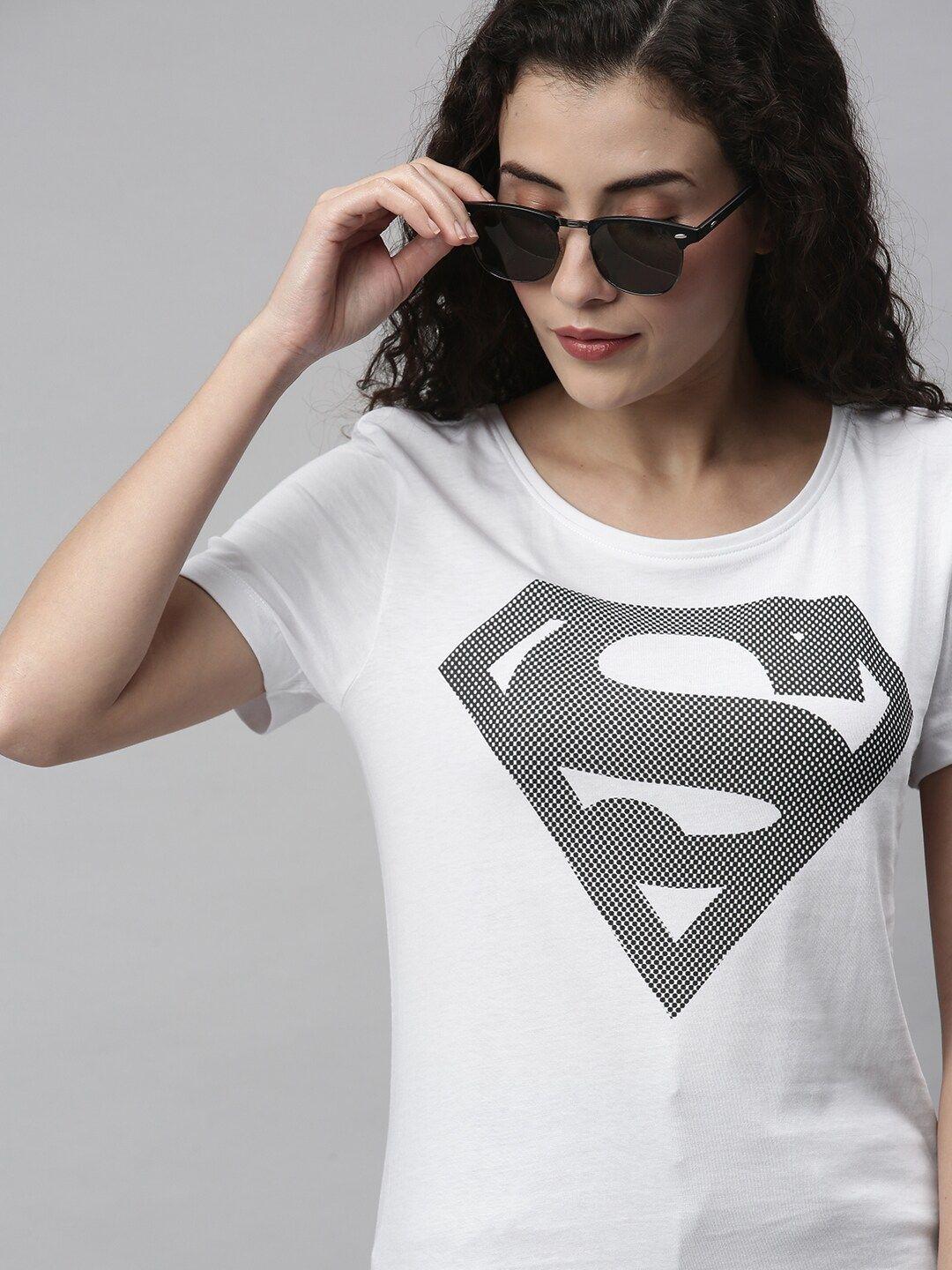 kook n keech superman women white superman printed cotton t-shirt