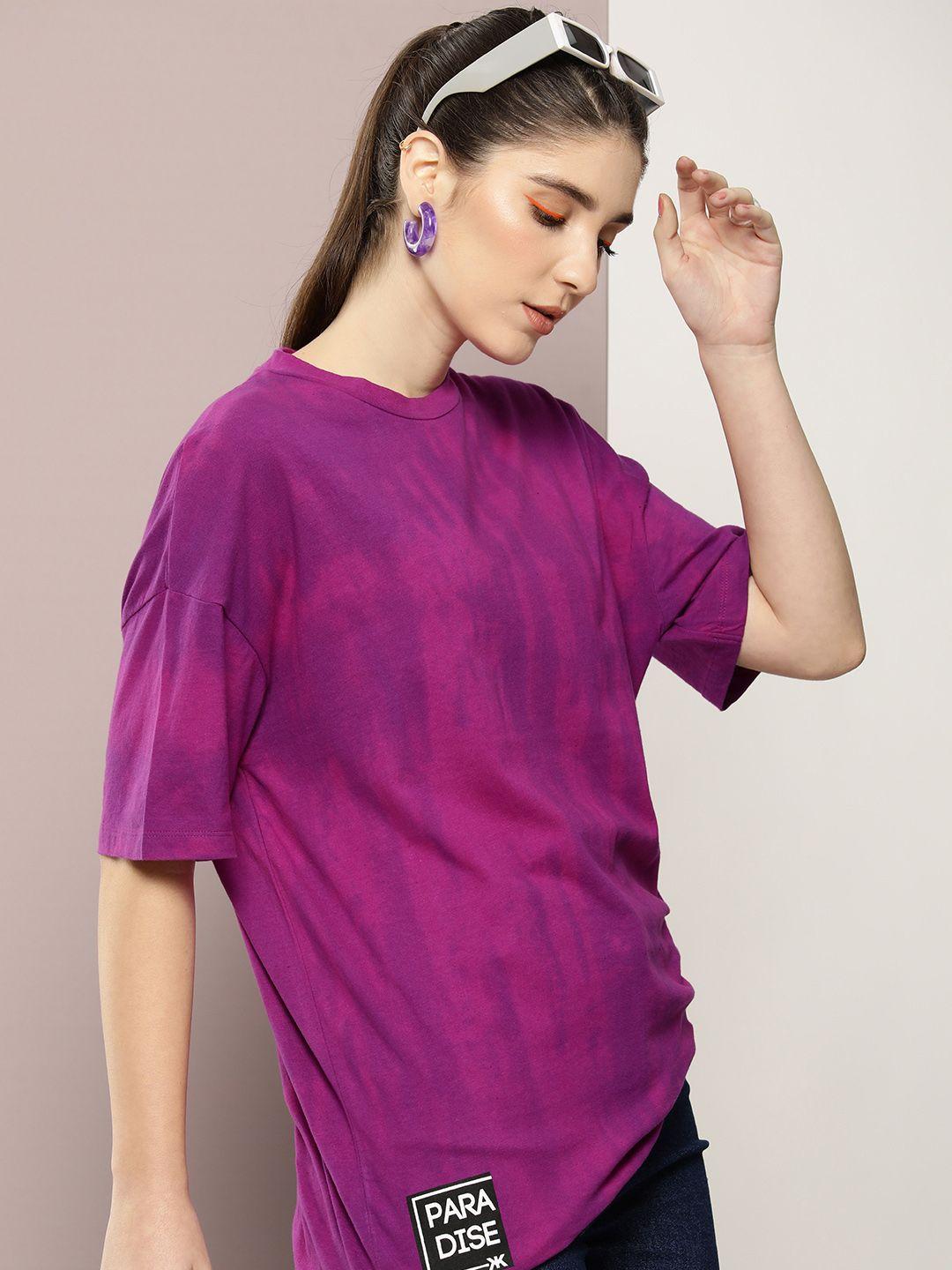 kook n keech tie and dye drop-shoulder sleeves pure cotton oversized t-shirt