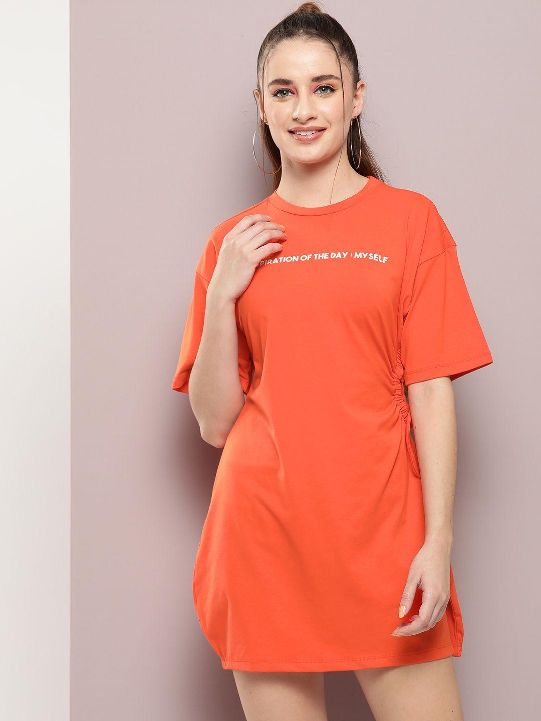 kook n keech typography print drop-shoulder sleeves t-shirt mini dress