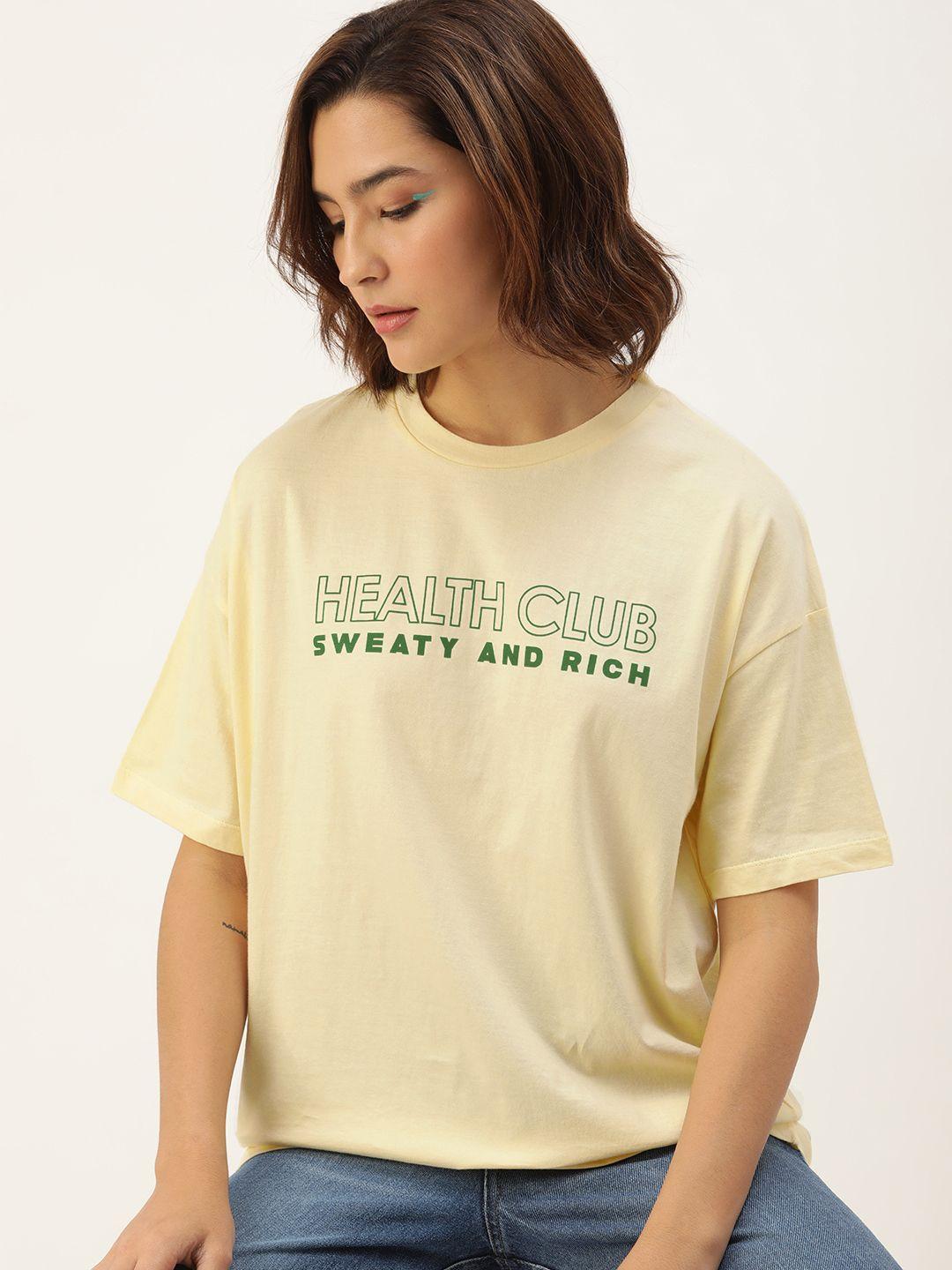 kook n keech typography printed drop-shoulder sleeves pure cotton oversized t-shirt