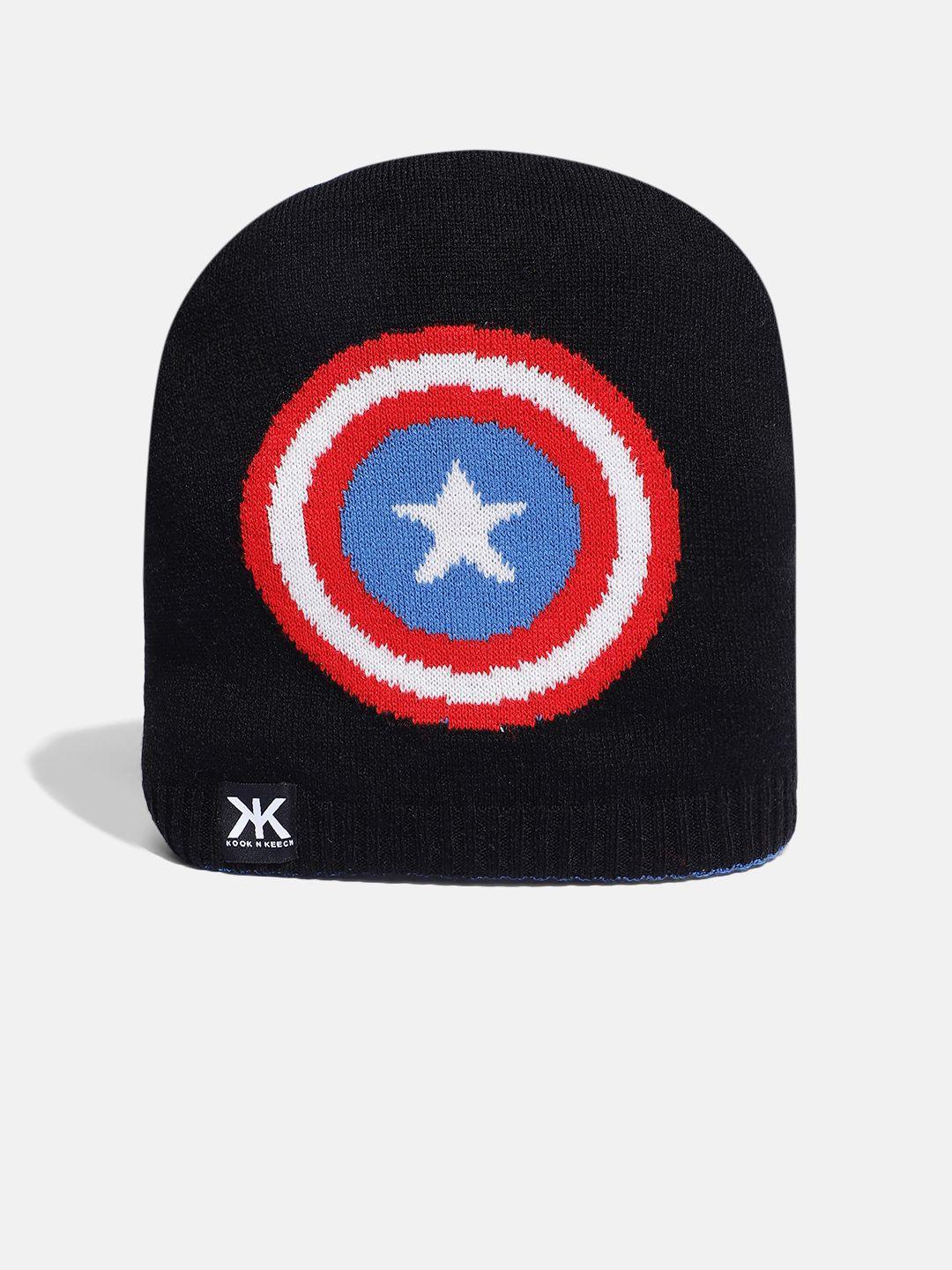 kook n keech unisex black & blue reversible captain america beanie