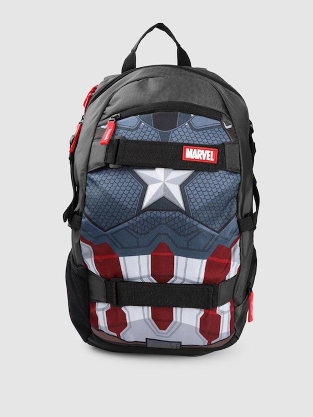 kook n keech unisex black marvel printed backpack up to 15 inch