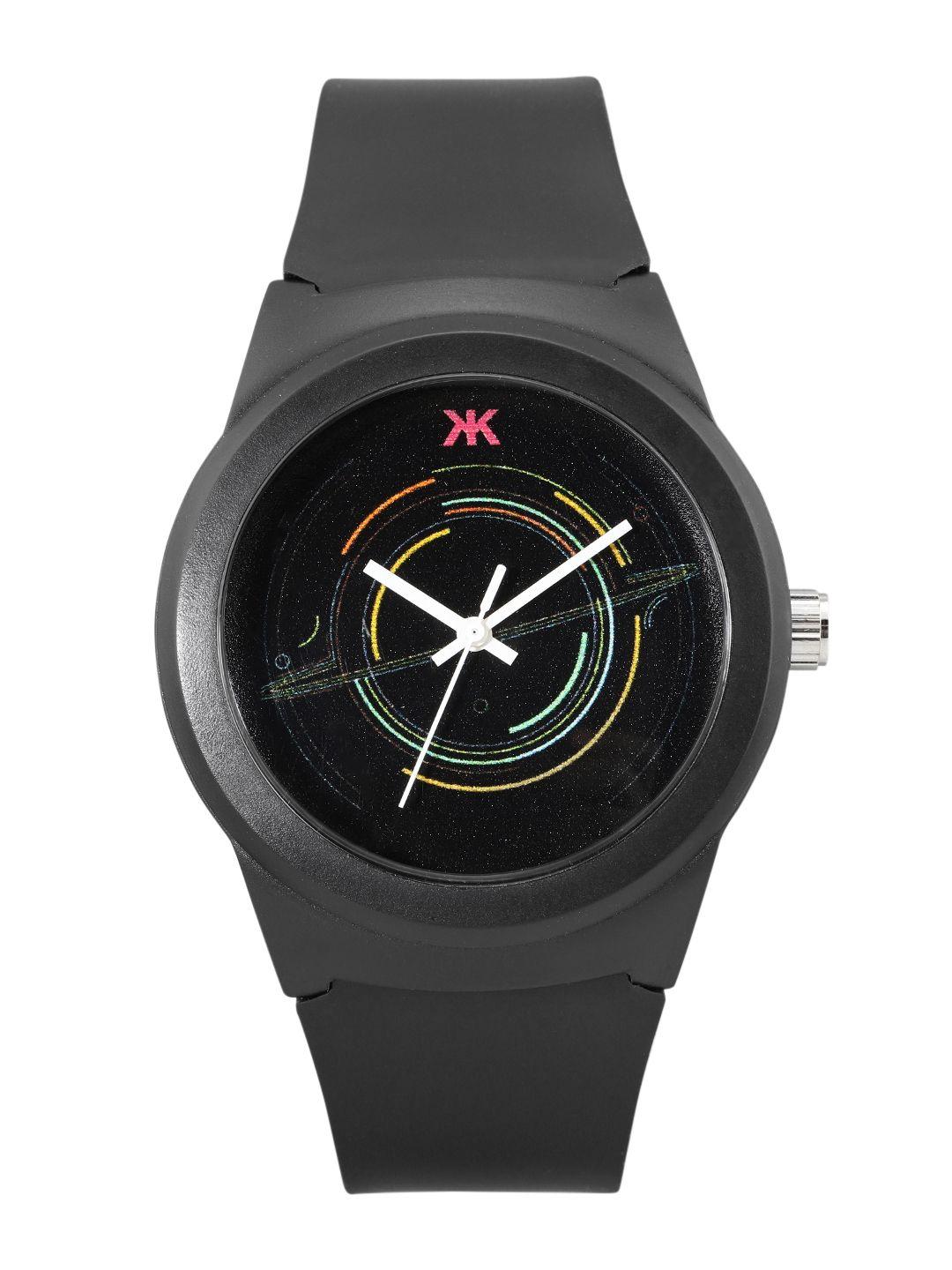 kook n keech unisex black printed analogue watch knk22-3f-black