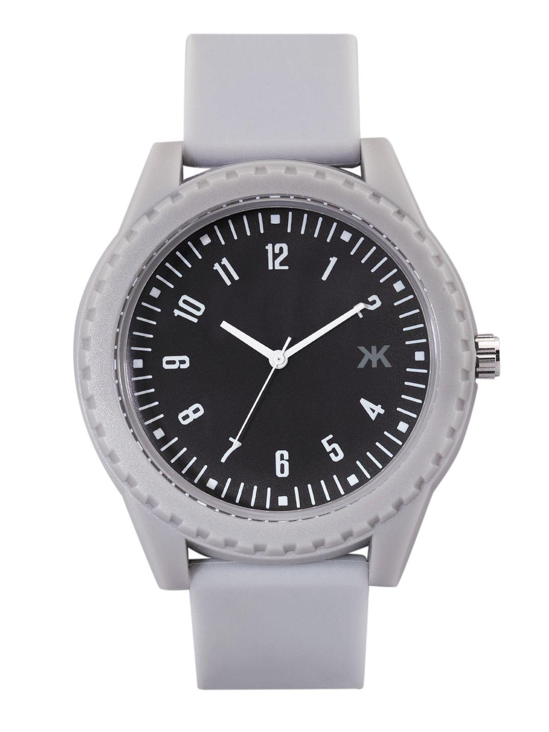 kook n keech unisex black solid analogue watch knk22-2a-grey