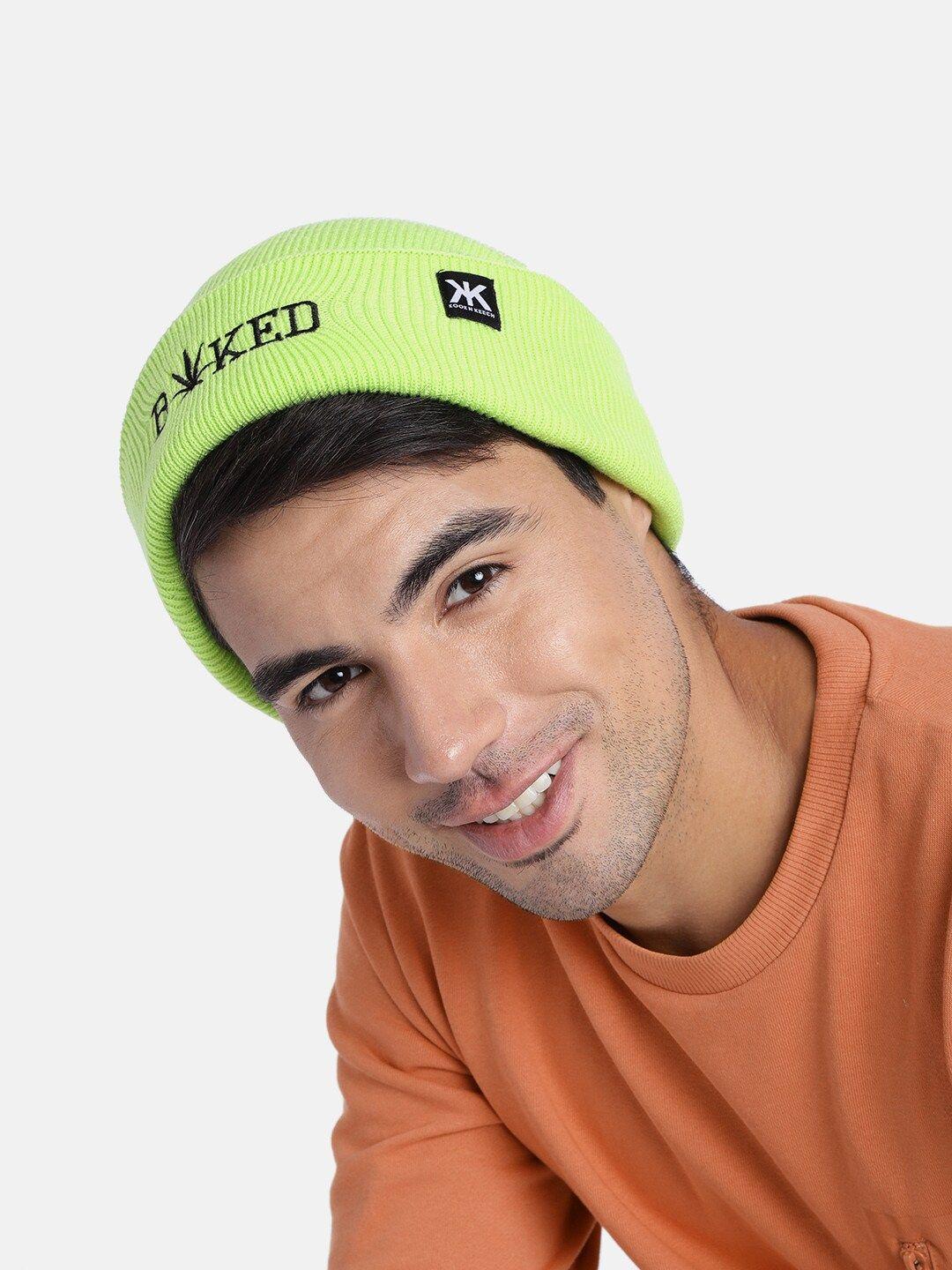 kook n keech unisex green self design beanie