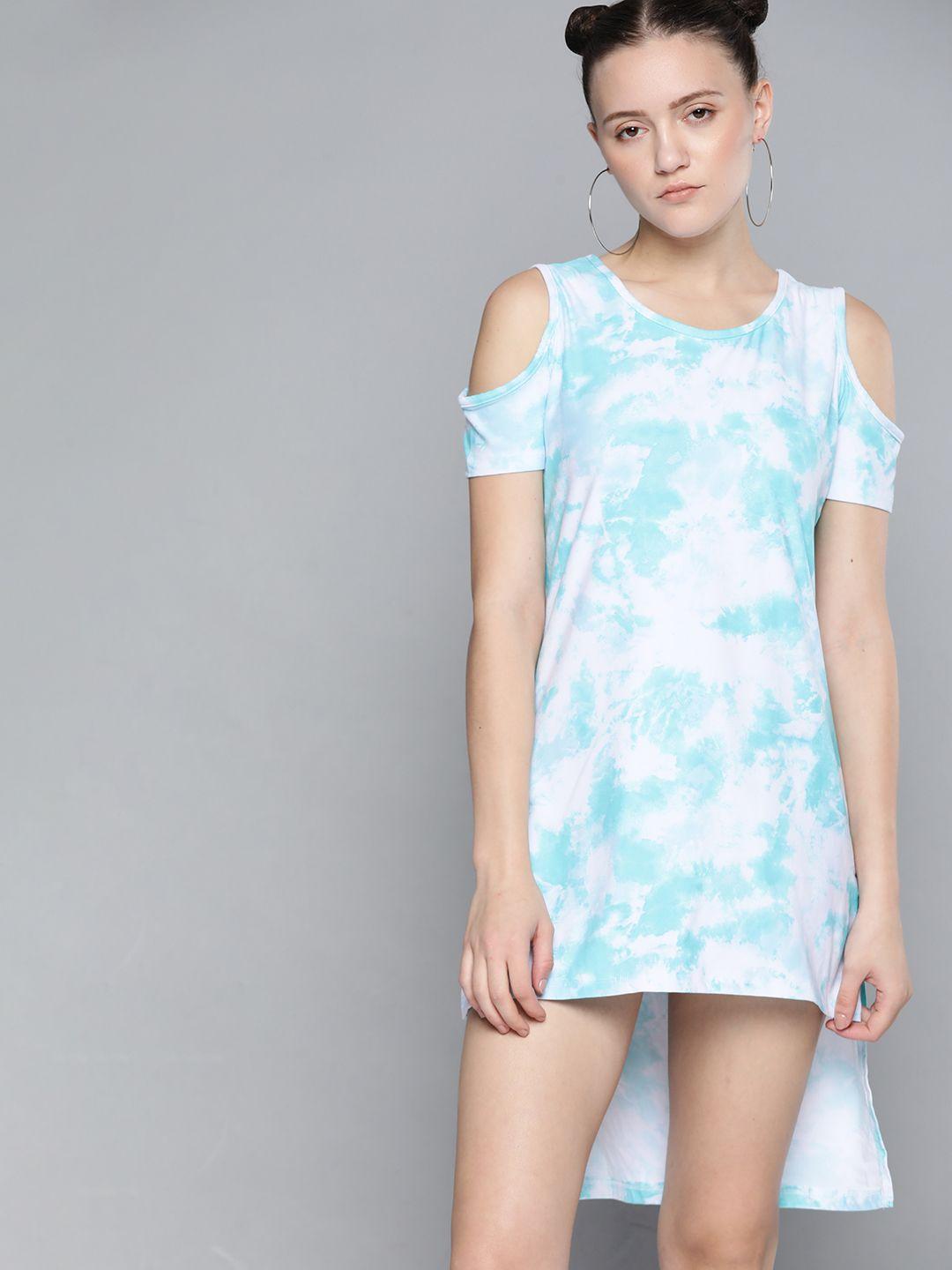 kook n keech white & green tie and dye dyed a-line dress