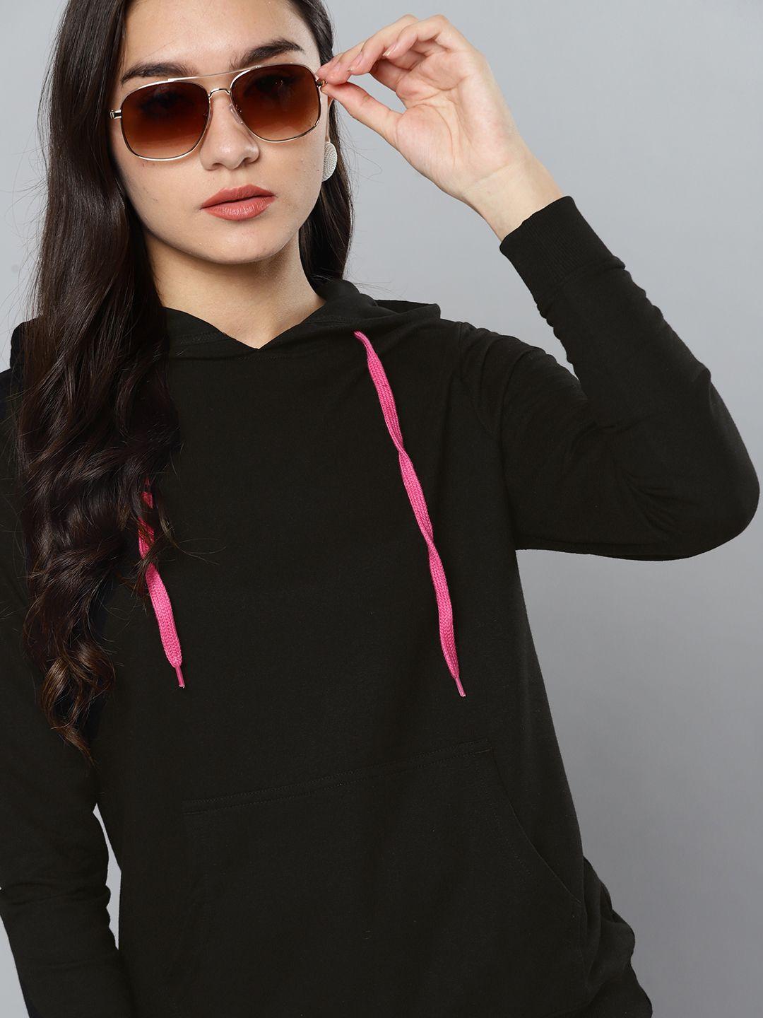 kook n keech women black hooded sweatshirt