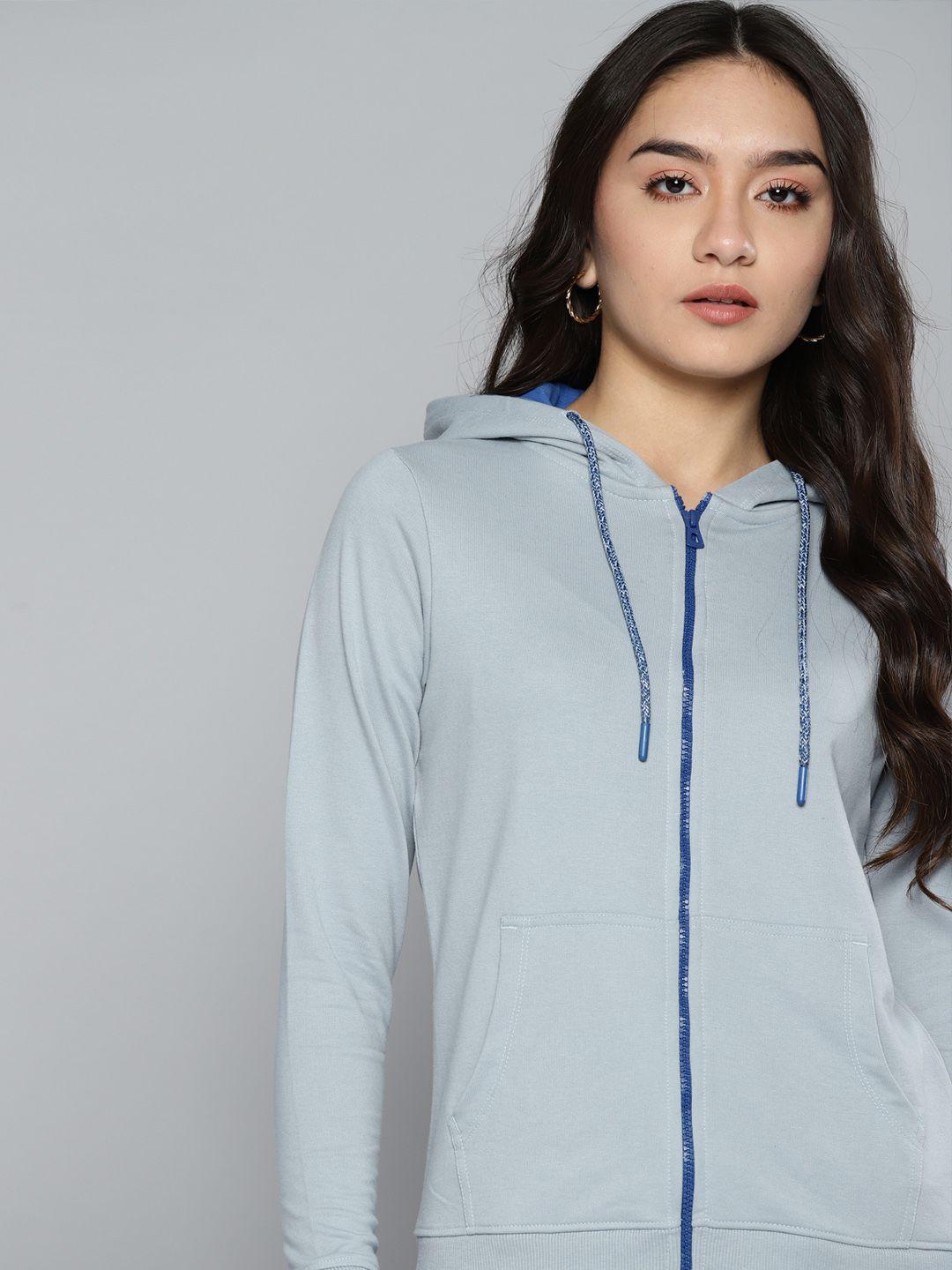 kook n keech women blue solid hooded sweatshirt