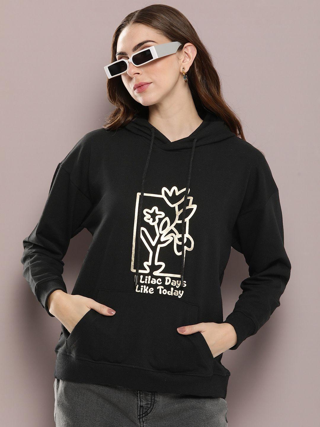 kook n keech women graphic printed hooded sweatshirt