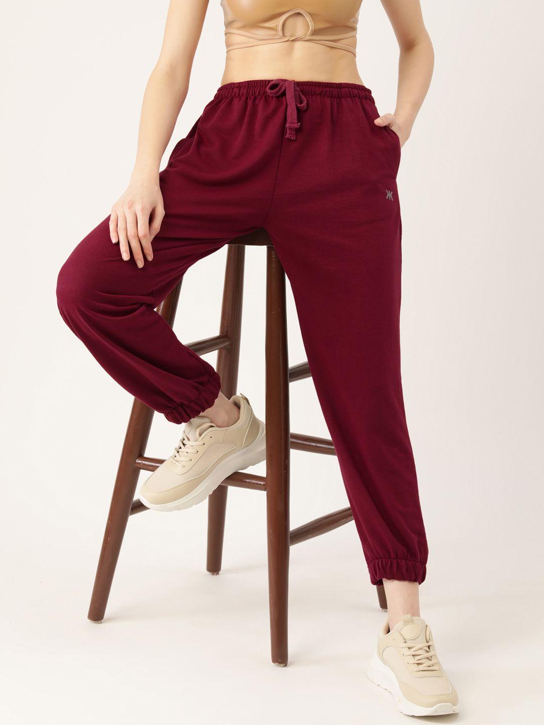 kook n keech women maroon solid joggers