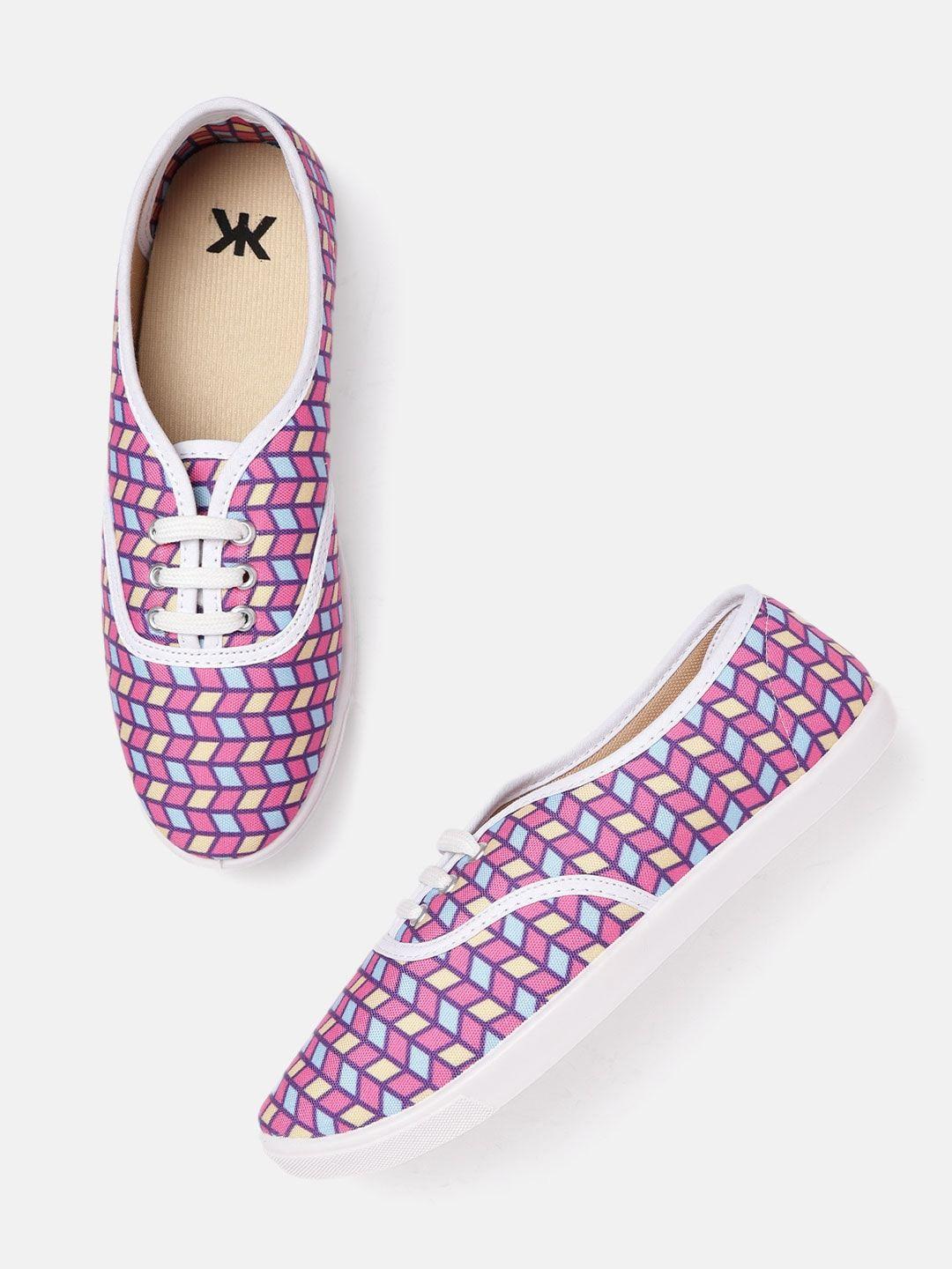 kook n keech women multi-coloured geometric print sneakers