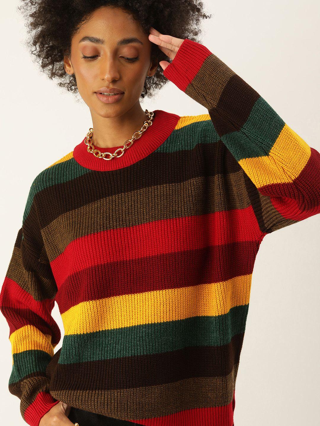 kook n keech women multicoloured striped pullover sweater