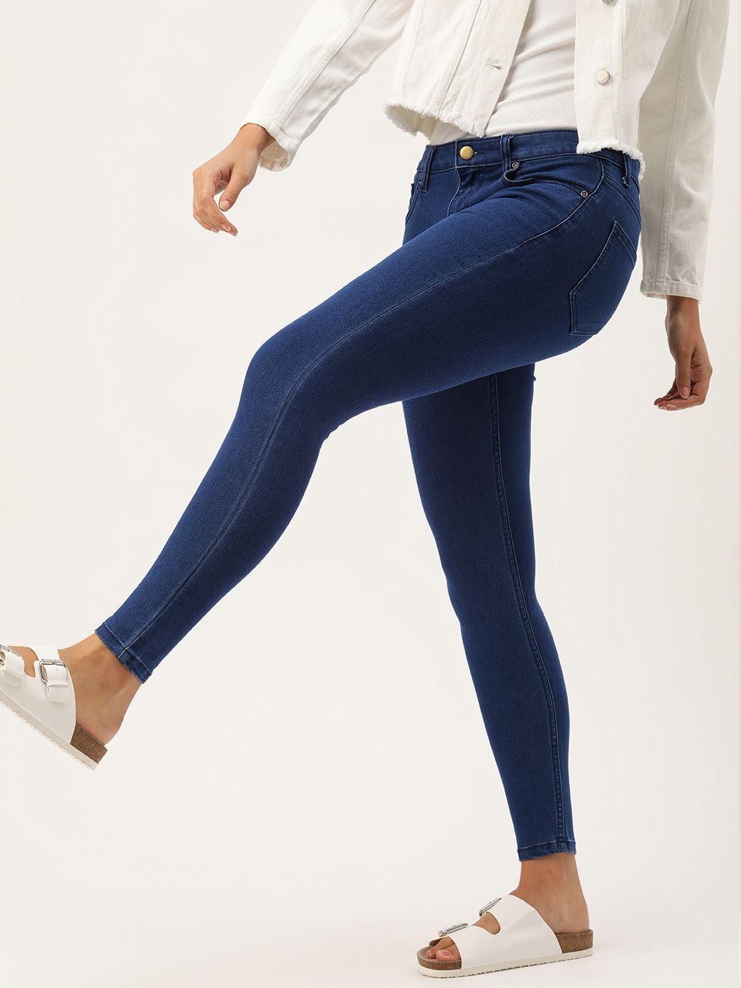 kook n keech women navy blue skinny fit stretchable jeans