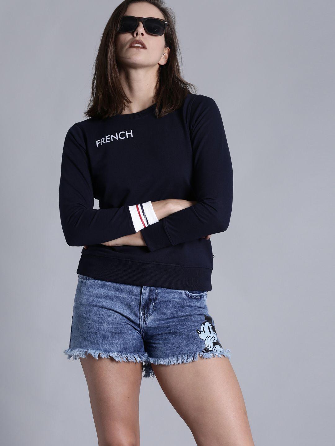 kook n keech women navy solid sweatshirt