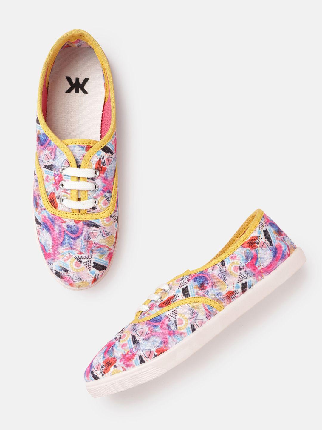 kook n keech women pink & blue printed sneakers