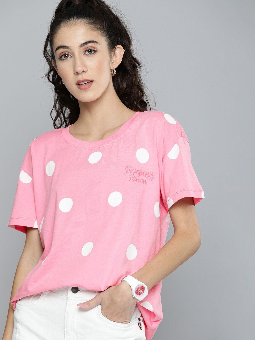 kook n keech women pink & white  printed round neck t-shirt