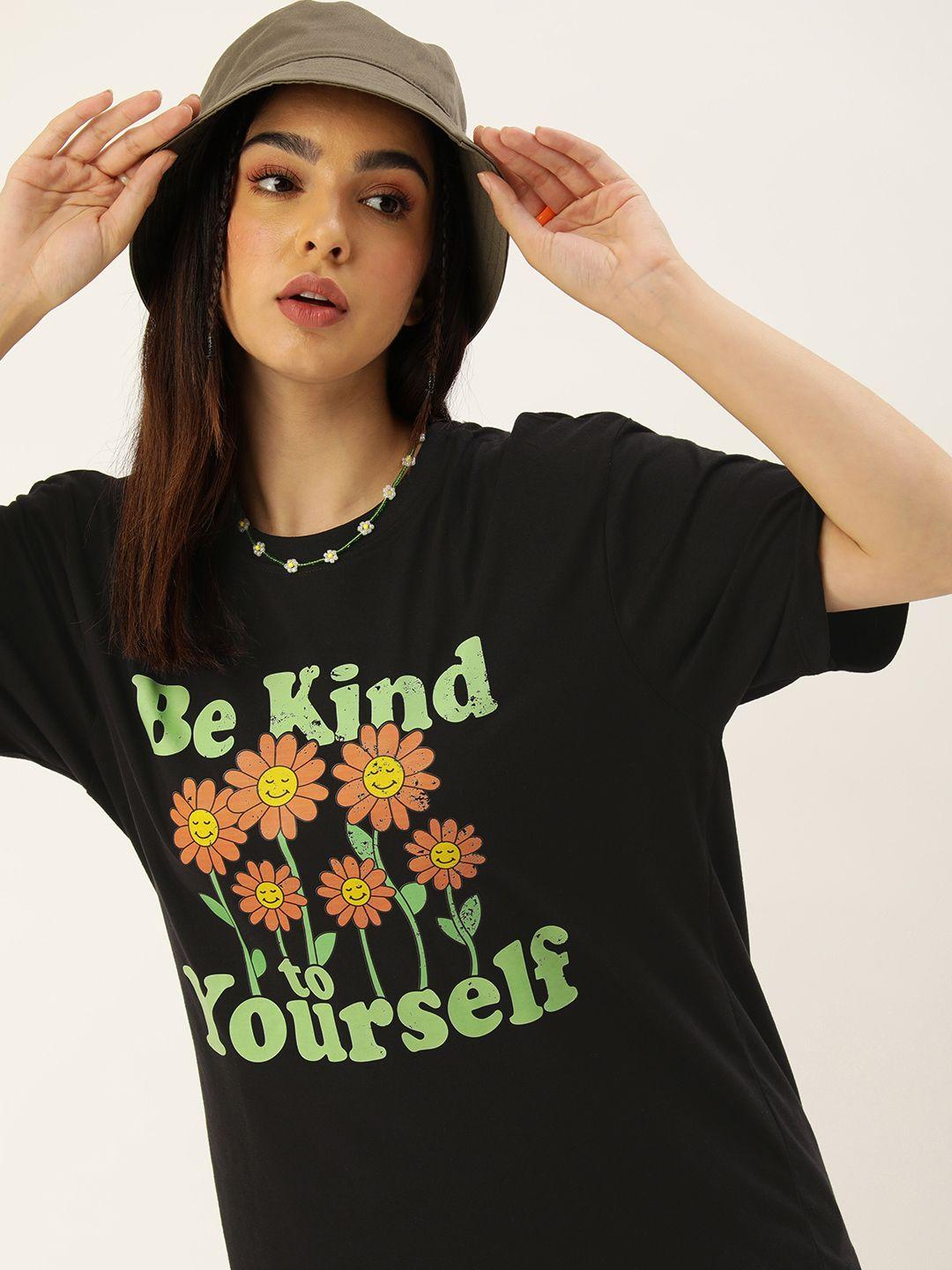 kook n keech women printed pure cotton oversized t-shirt