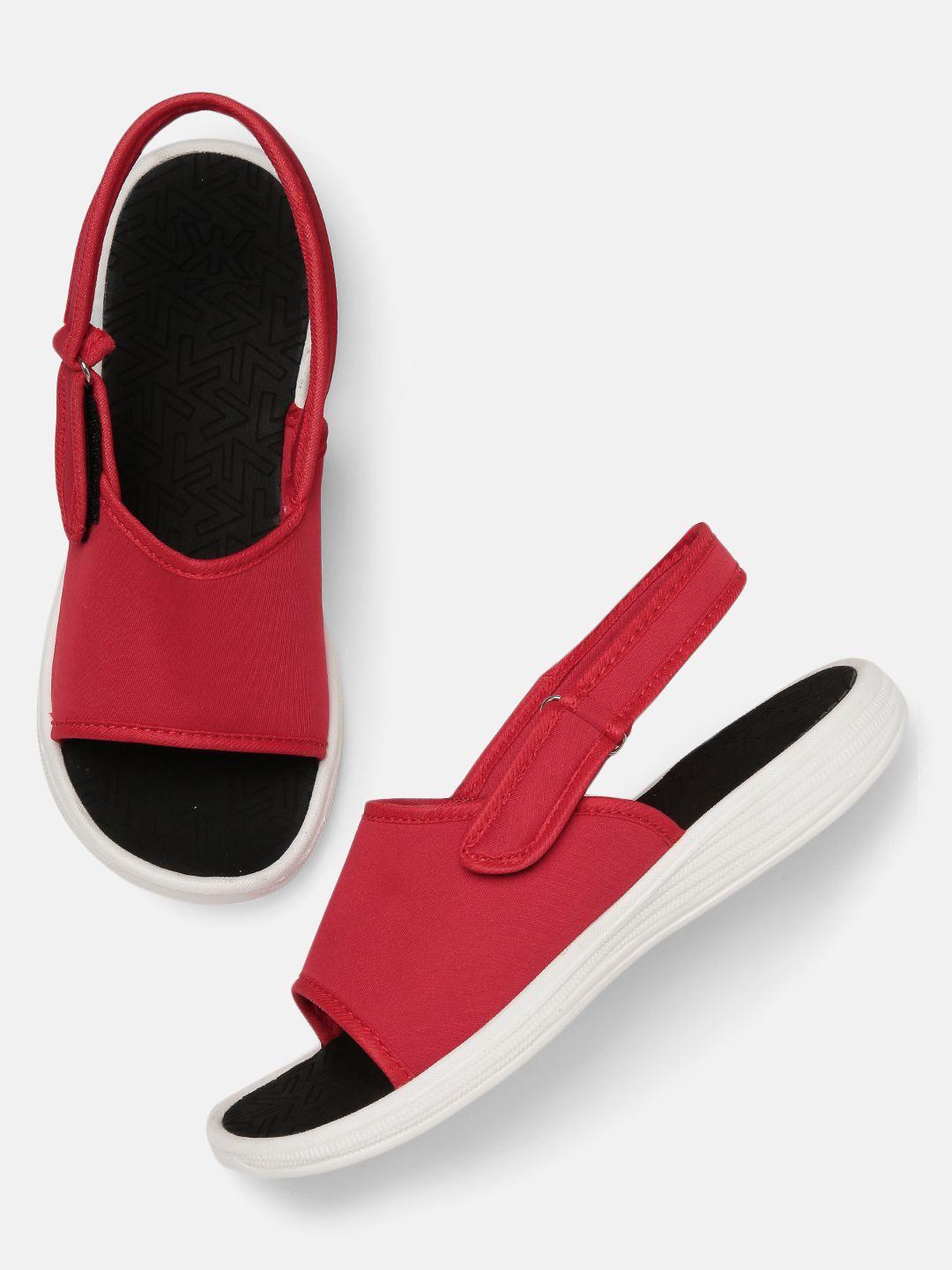 kook n keech women red & black solid sports sandals
