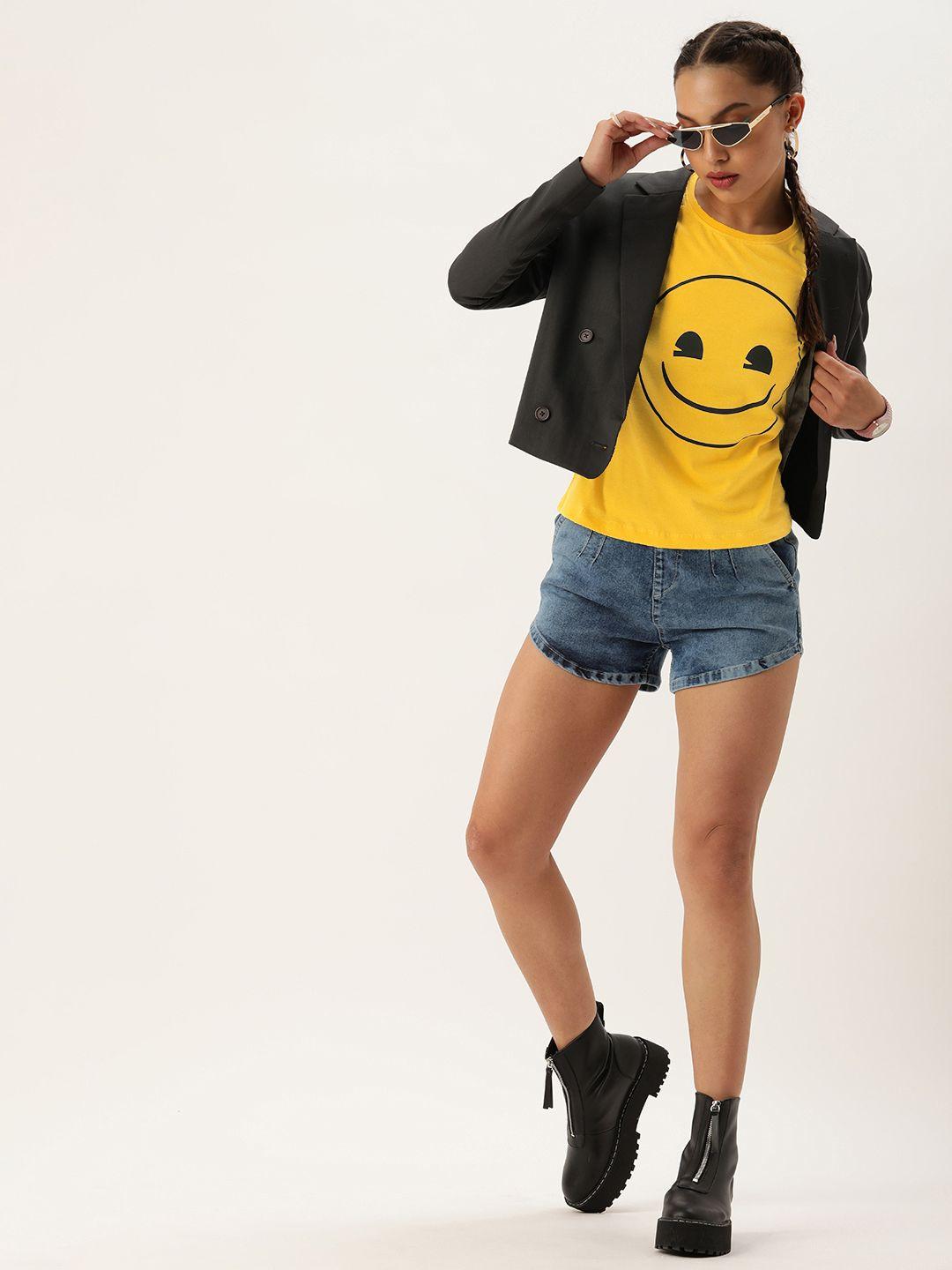 kook n keech women smiley printed pure cotton t-shirt