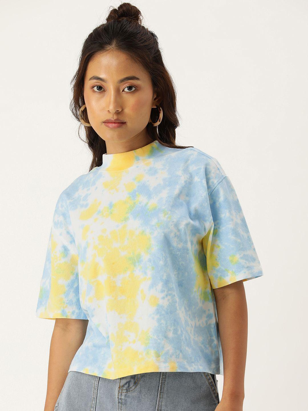 kook n keech women tie & dye drop-shoulder sleeves boxy t-shirt