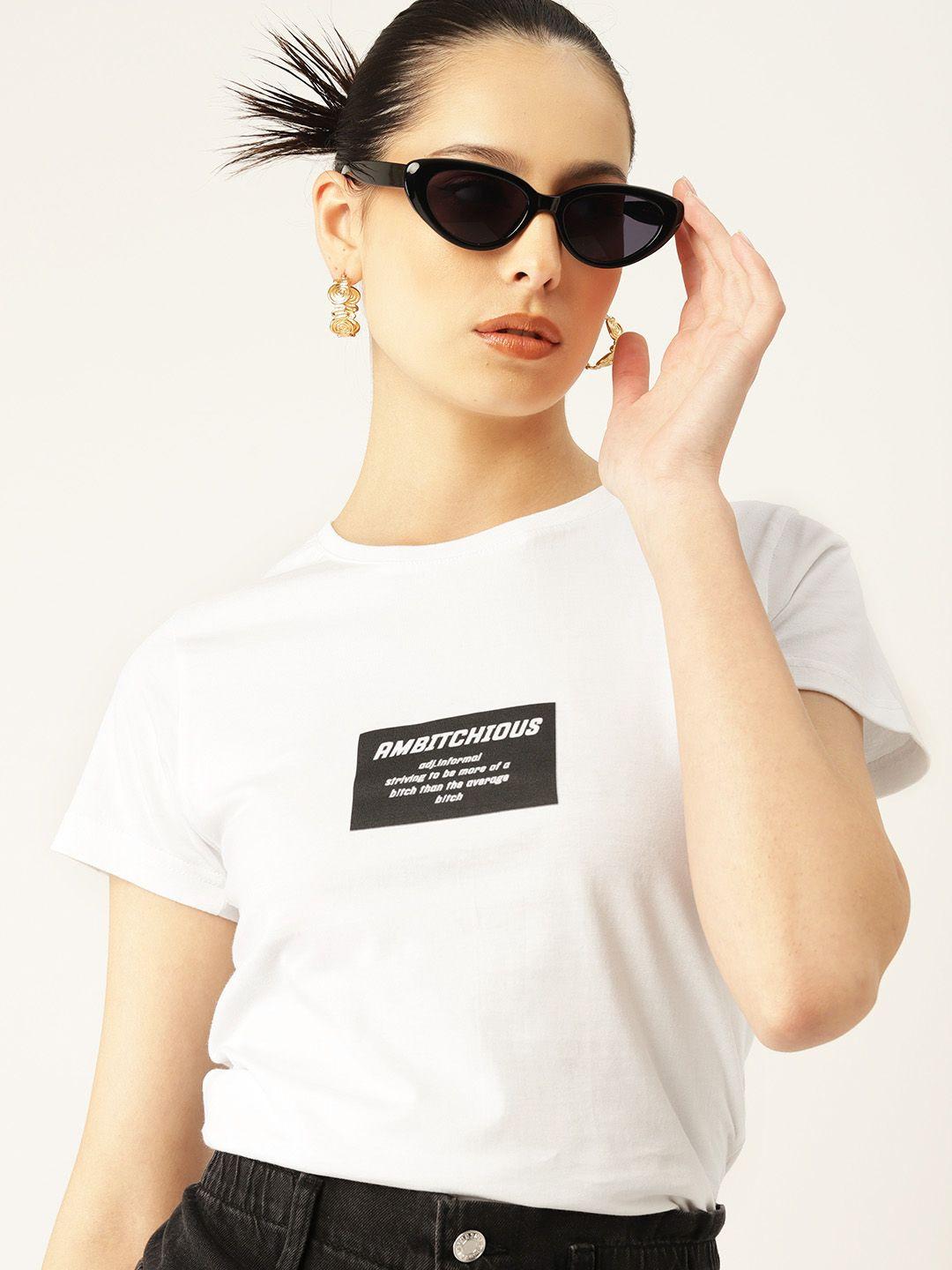 kook n keech women typography printed pure cotton t-shirt