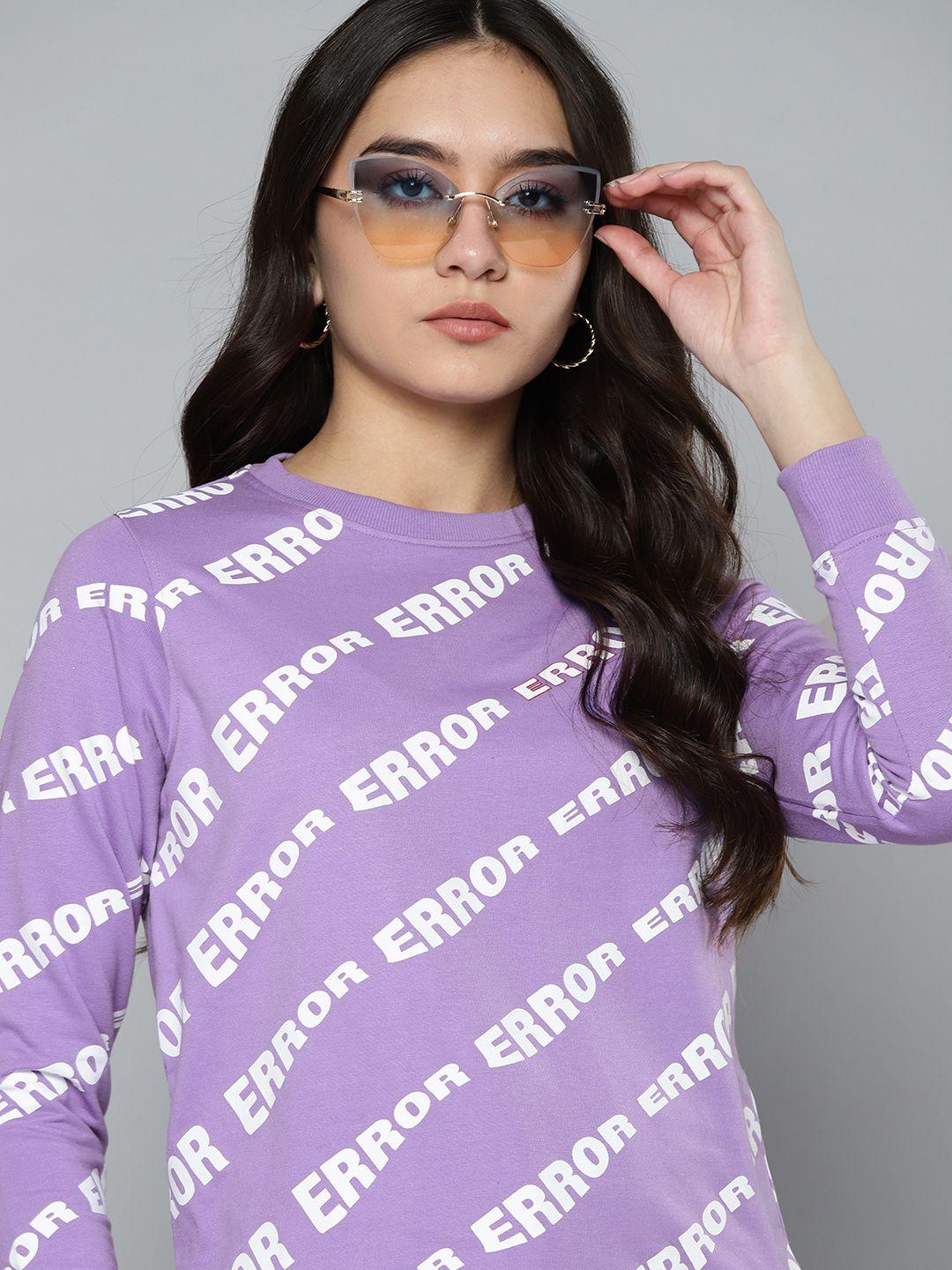 kook n keech women violet & white typography printed sweatshirt