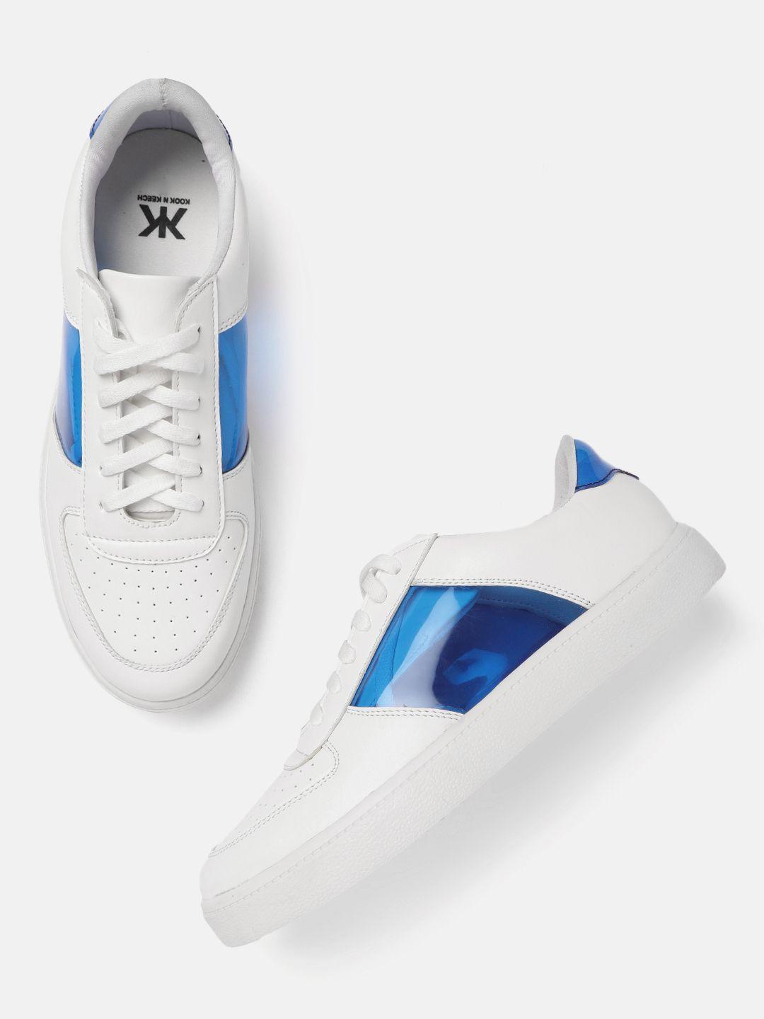 kook n keech women white & blue colourblocked sneakers