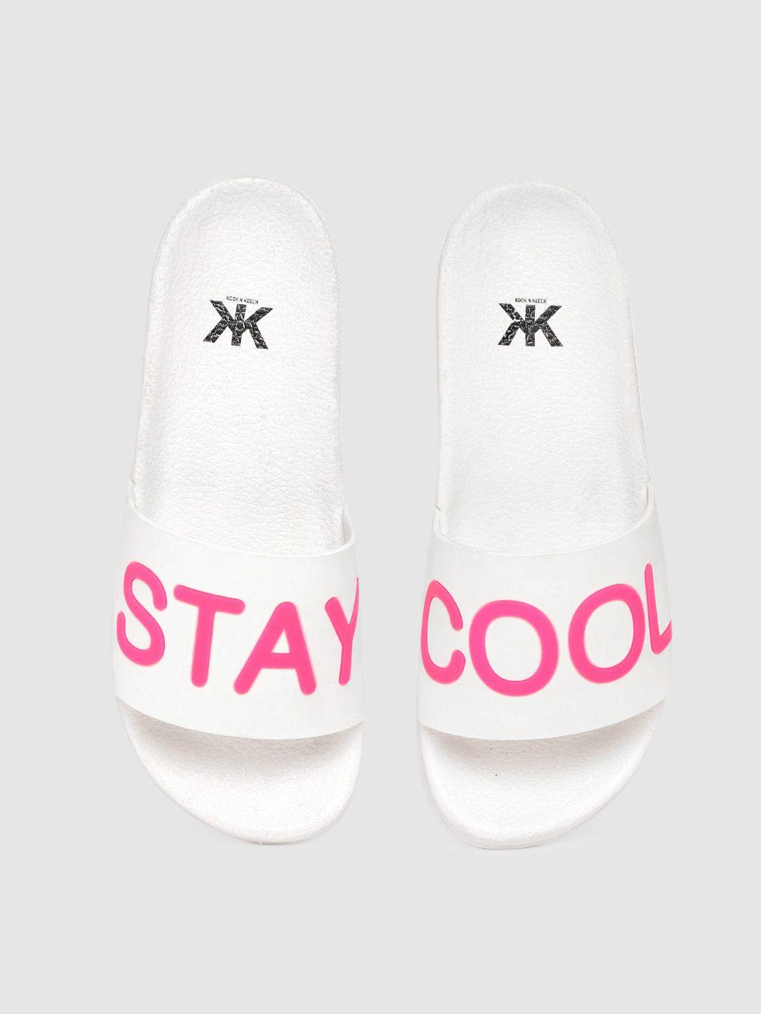 kook n keech women white & pink typography sliders