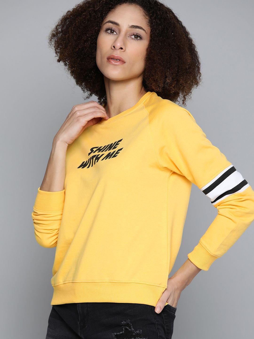 kook n keech women yellow printed sweatshirt