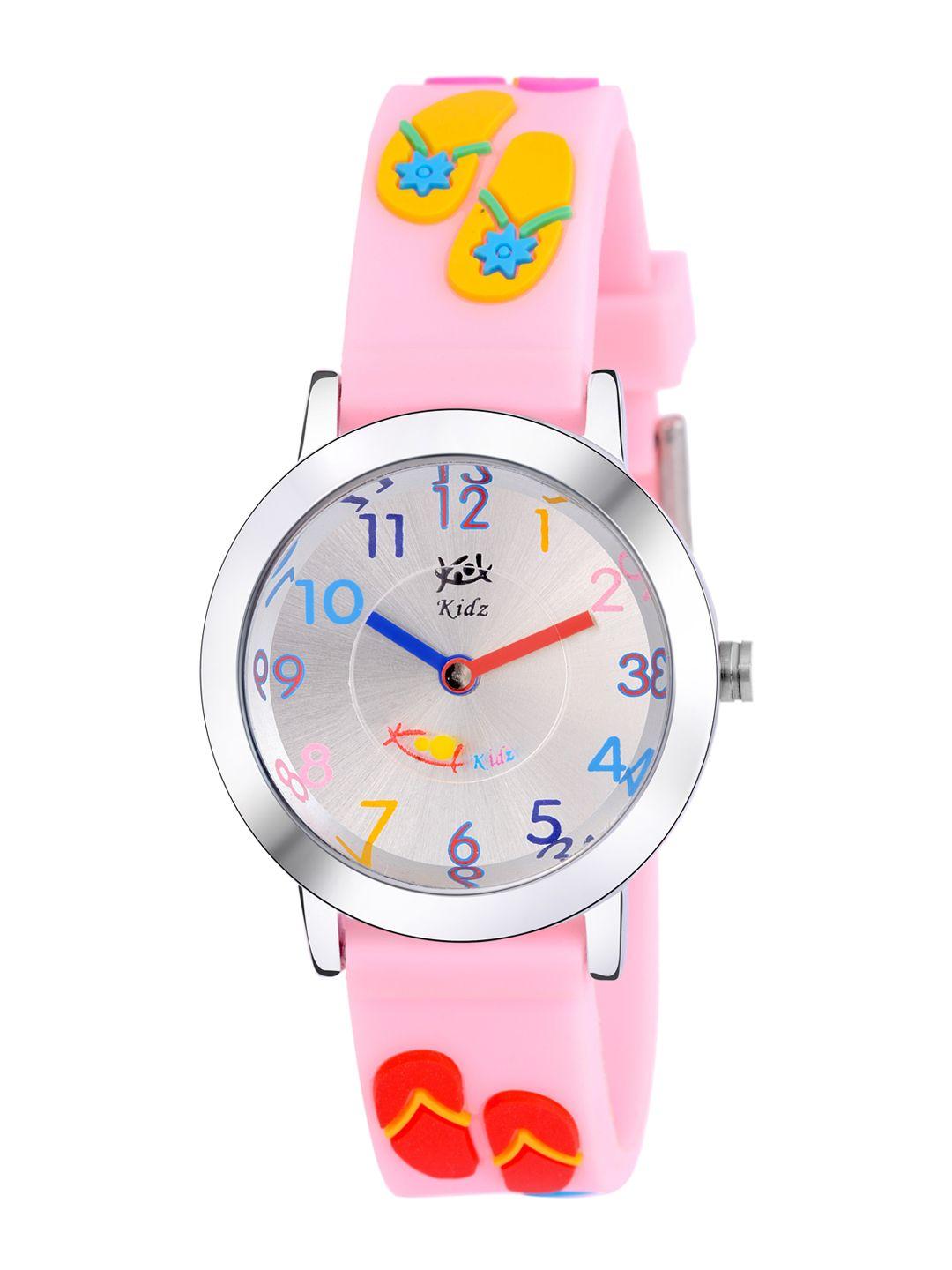 kool kidz kids multicoloured printed dial & pink straps analogue watch