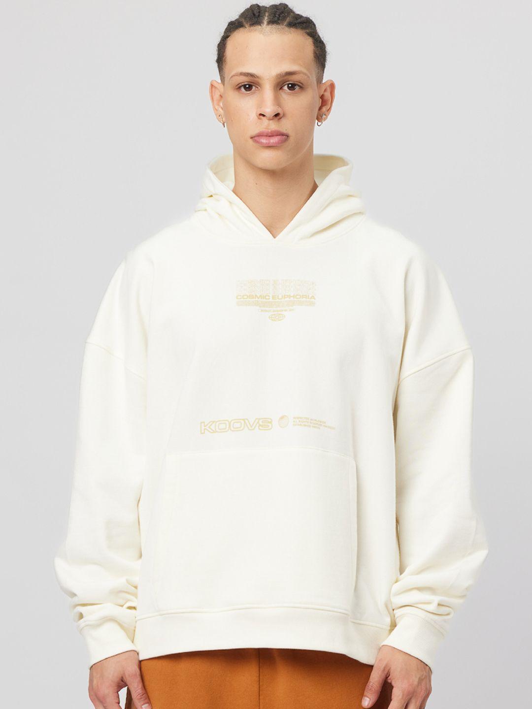 koovs cotton straight pullover hooded sweatshirt